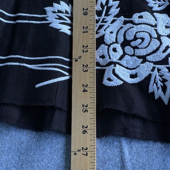 Nine West Woman Skirt Womens 14W Black Embroidered Floral Boho Raw Hem Linen - Picture 12 of 12